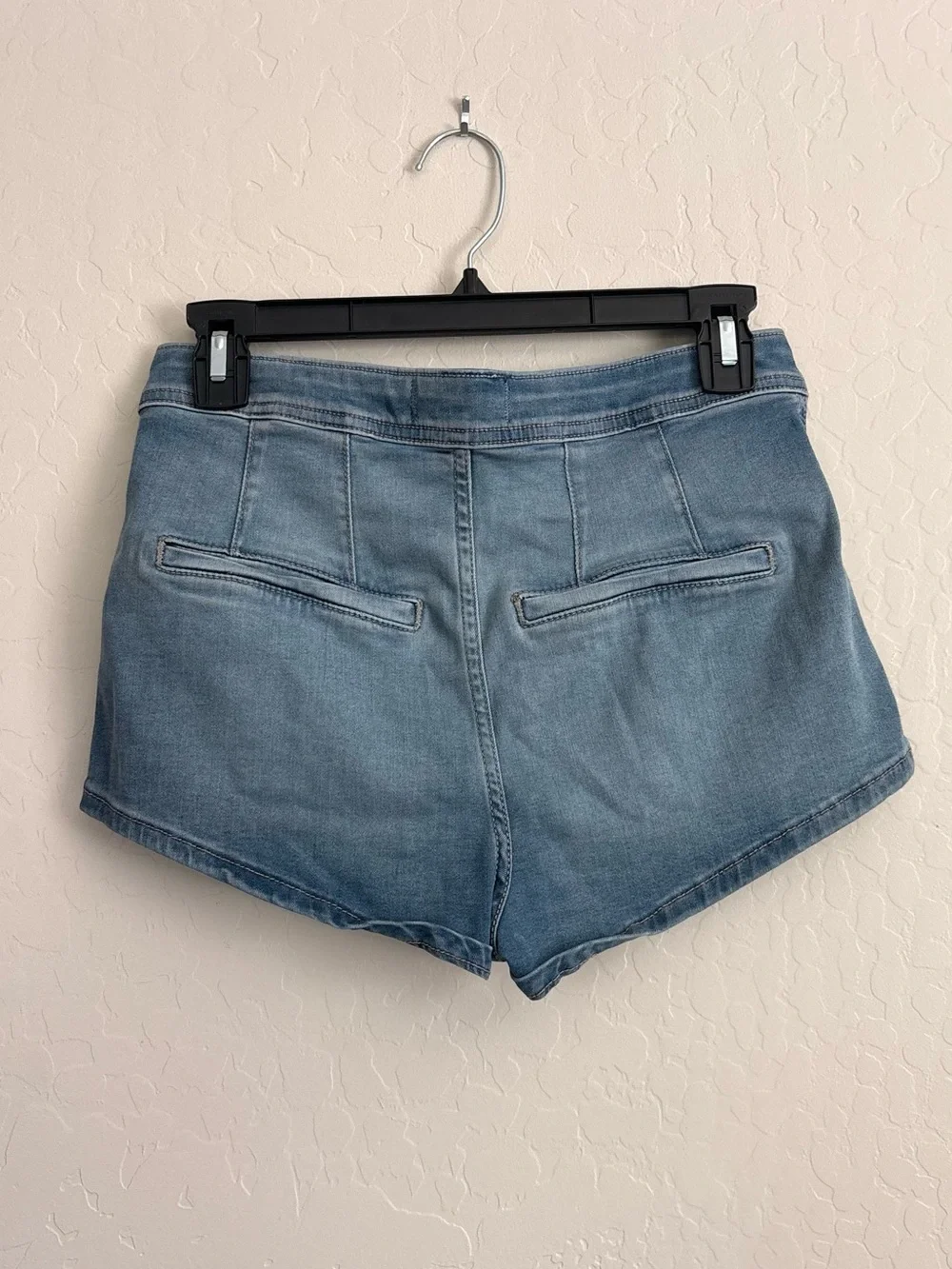 Free People Honeycomb High Rise Denim Micro Shorts Medium Wash Size 27 Moto Boho